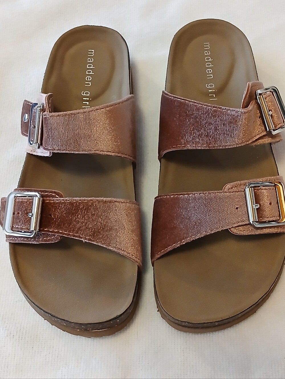 NWOT Women's Madden Girl Brando-V Blush Velvet Casual Slide Sandals 7.5